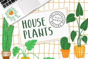 手绘彩铅室内植物可爱插画元素 HOUSEPLANTS – P