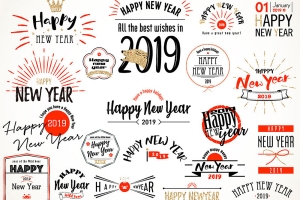 2019年新年快乐HAPPY NEWYEAR字体设计模板
