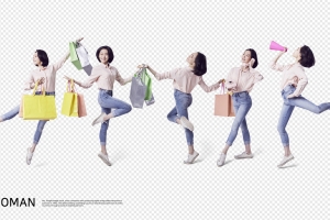 亚洲正在shopping购物的女人高清人物职业免抠图素材合辑