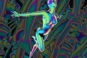 酷炫全息镭射渐变热像仪彩虹渐变抽象3D男女人体PNG免抠图 3D Humans - PNG Resources