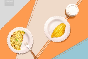 韩式蛋包饭食品广告海报设计模板 (psd)免费下载