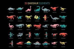 恐龙插画图标 (AI,EPS,PNG,SVG)