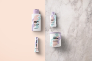 时尚现代风格化妆品包装设计PSD贴图模板Psd Cosmetic Packaging Mockup