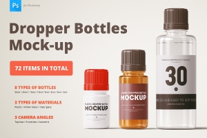 不同材质的滴瓶展示模型 Dropper Bottles Mock-up #2350215