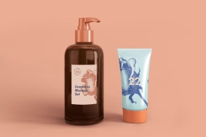 洗面奶洗发水包装贴图展示模版 Soap Dispenser & Cream Tube – Cosmetic Mockup