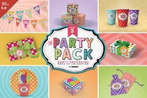 生日派对装饰样机套装Party Packaging MockUps #3733897