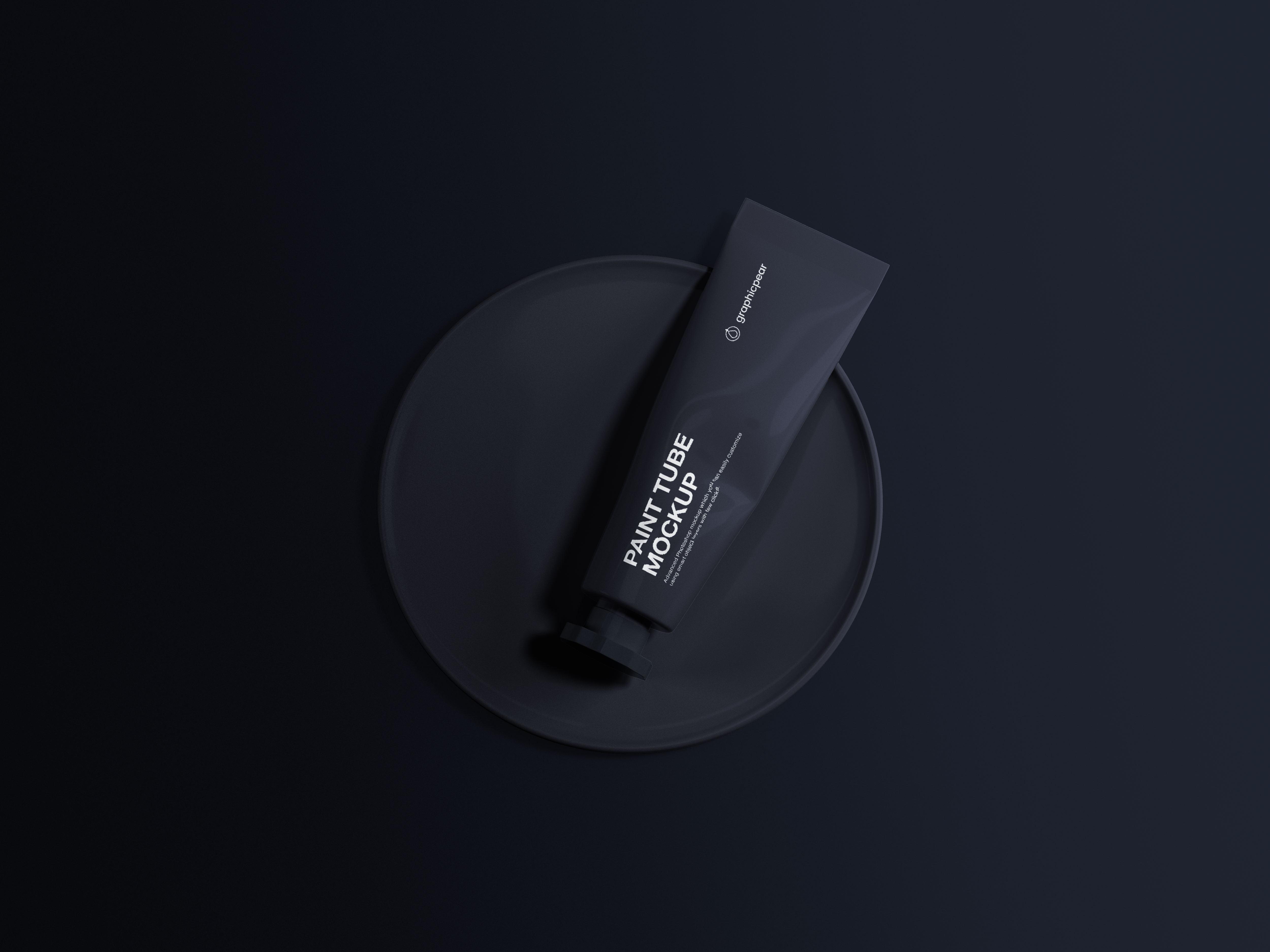 美容化妆洗漱软管包装设计贴图展示样机PSD模板 Oil Paint Tube Mockup