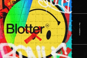 复古酸性艺术吸墨纸迷幻特效纸张纹理特效PSD样机模板素材 Blotter - LSD Paper Mockup