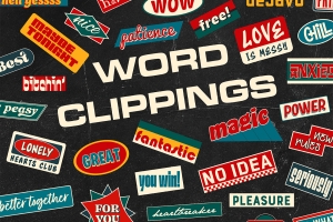 复古做旧设计促销标语贴纸PNG装饰素材合辑 Word Clippings: Retro Stickers