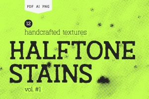 当下潮流做旧艺术半色调丝网印刷污垢污渍矢量纹理素材合辑 Halftone Stains Vol.#1