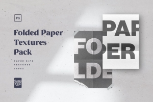 8个高分辨率有折痕的折纸纹理撕裂边缘纸张纹理素材 Folded Paper Texture Pack