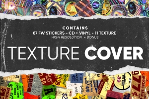 复古做旧艺术街头音乐封面设计镀铬金属贴纸标签CD样机设计素材合辑 Texture Cover #1