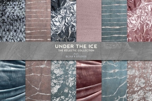 大理石背景纹理 Under The Ice Marbled Silver Foil #1153814