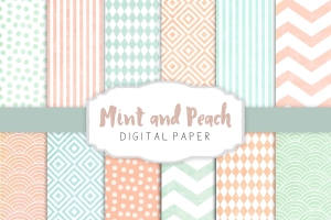简约图案背景纹理 Peach and mint patterns #275267