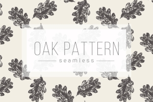 橡树树叶无缝图案背景纹理 Oak leaves seamless pattern #1419450