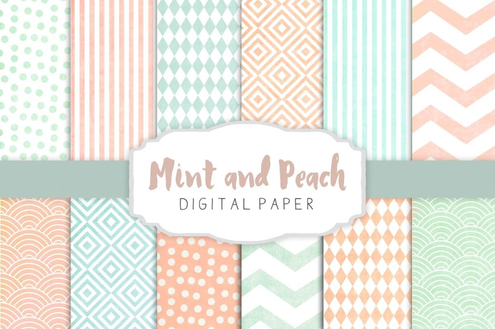 简约图案背景纹理 Peach and mint patterns #275267插图