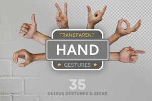 35种独特的手势数数无声沟通触摸动作高清PNG免扣素材 Hand Signs & Gestures