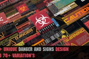 70+赛博朋克风格游戏危险警示标志装饰素材 Danger SIgn Decals