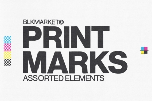 新复古未来主义酸性艺术印刷元素装饰素材 BLKMARKET - PRINTMARKS.rar