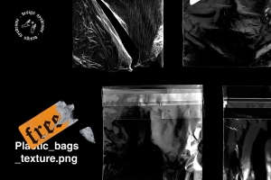 5个塑料袋塑封袋密封真空袋纹理素材免费下载 Plastic Bags Textures