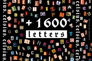 1600+复古老报纸杂志字母标志剪贴板贴纸PNG免抠图 CELSIUS - LETTERS