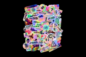 超高质量复古全息幻彩镭射渐变贴纸PNG免抠图 AAA – HEAVY HOLOs