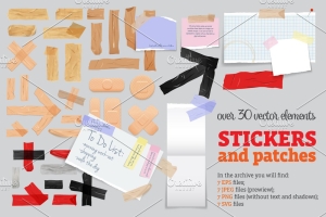 胶布绷带膏药创可贴胶带EPS矢量装饰元素 Sticky Tape and Plaster Set