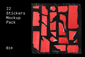潮流做旧撕裂边缘不干胶贴纸复古设计装饰素材 Sticker Mockup Pack