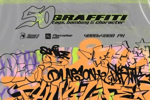 50个潮流手绘涂鸦标签轰炸符号素材合辑 50 Graffiti tags bombing & character