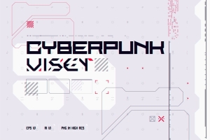 未来派潮流赛博朋克科幻HUD用户界面未来数据网络矢量形状素材 CyberPunk UI Set