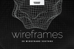 30个科技感抽象波形网格扭曲线框图矢量素材 Designer Candie - Wireframe Vectors