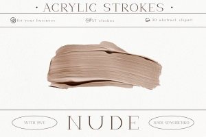抽象化妆品膏体丙烯酸颜料现代女性艺术装饰元素合辑 Nude. Acrylic Strokes