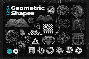 125+未来派科技抽象概念扭曲几何错觉形状图形素材合辑 Abstract Futuristic Shapes