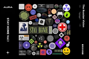 酸性艺术做旧复古做旧贴纸标签PNG免抠图合集包 STAY HOME Vol.1
