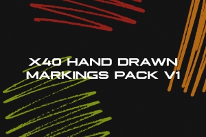 40个高分辨率纯手绘粗糙真实的标记笔记素材 X40 Hand Drawn Markings Pack V1