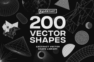 未来派蒸汽波酸性艺术赛博朋克高科技抽象几何元素装饰素材合集包 200 Vector Shapes