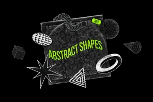 潮流酸性艺术超现实主义抽象几何形状素材合辑 Abstract shapes: 100 design elements