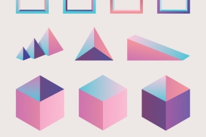 50种未来派抽象简约渐变几何概念形状素材 50 Holographic Shapes