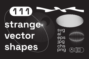 100+复古未来主义蒸汽波破坏性抽象奇怪矢量形状合辑 111 Strange Vector Shapes