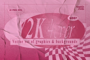 复古千禧年粉色美学酸性艺术图形砂砾磨砂背景纹理素材合辑 Y2K Themed Vector Clipart
