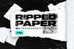 40+高品质撕裂纸张边缘纹理设计装饰素材 40+ Ripped Paper Transparent Shapes