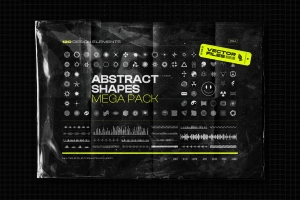 未来派超现实酸性欧普艺术抽象迷幻几何形状设计装饰素材 Abstract shapes MEGA PACK