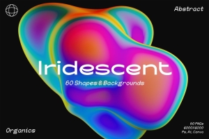 新复古未来派科技迷幻3D抽象液态形状素材合辑 Iridescent 3D Organic Shapes