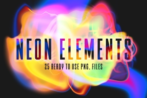 25个高分辨率抽象霓虹灯渐变PNG免扣装饰设计元素 25 Abstract Png Neon Elements