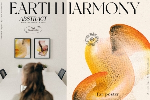 高质量赭石色泥土笔触现代几何艺术品装饰素材合辑 EARTH HARMONY || Abstract Set