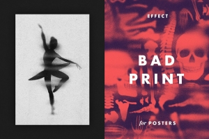 高质量印刷效果不佳喷雾图片效果PSD模板素材 Bad Print Effect for Posters