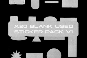 复古做旧仿旧设计不干胶贴纸标签纸PNG装饰素材合辑 X20 Blank Used Sticker Pack V1