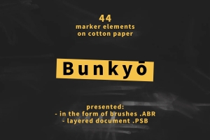 纸张油漆油墨笔触马克笔笔画PS笔刷素材合辑 Bunkyo // marker elements