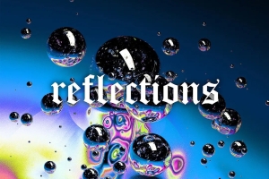 高质量酷炫彩迷幻抽象镭射金属球全息渐变光斑背景纹理PS设计素材 AAA - Reflections
