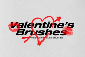 手绘爱心丘比特吻痕情人节主题蜡笔PS笔刷素材 AAA - Valentine’s Brushes